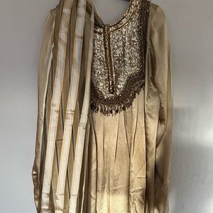 3 piece raw silk shalwar kameez with full embroidery